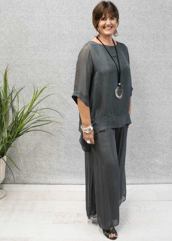 Imagine - Granite Silk Gia Pant With Split 10IM2184G Imagine Fashion Linen & Silk 4 Imagine - Granite Silk Gia Pant With Split 10IM2184G Imagine Fashion Linen & Silk