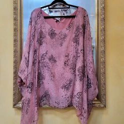 Jenny Jazz Rosa Jojo - Sage Green, Coral Or Pink Silk Top LO-8183H Imagine Fashion Linen & Silk