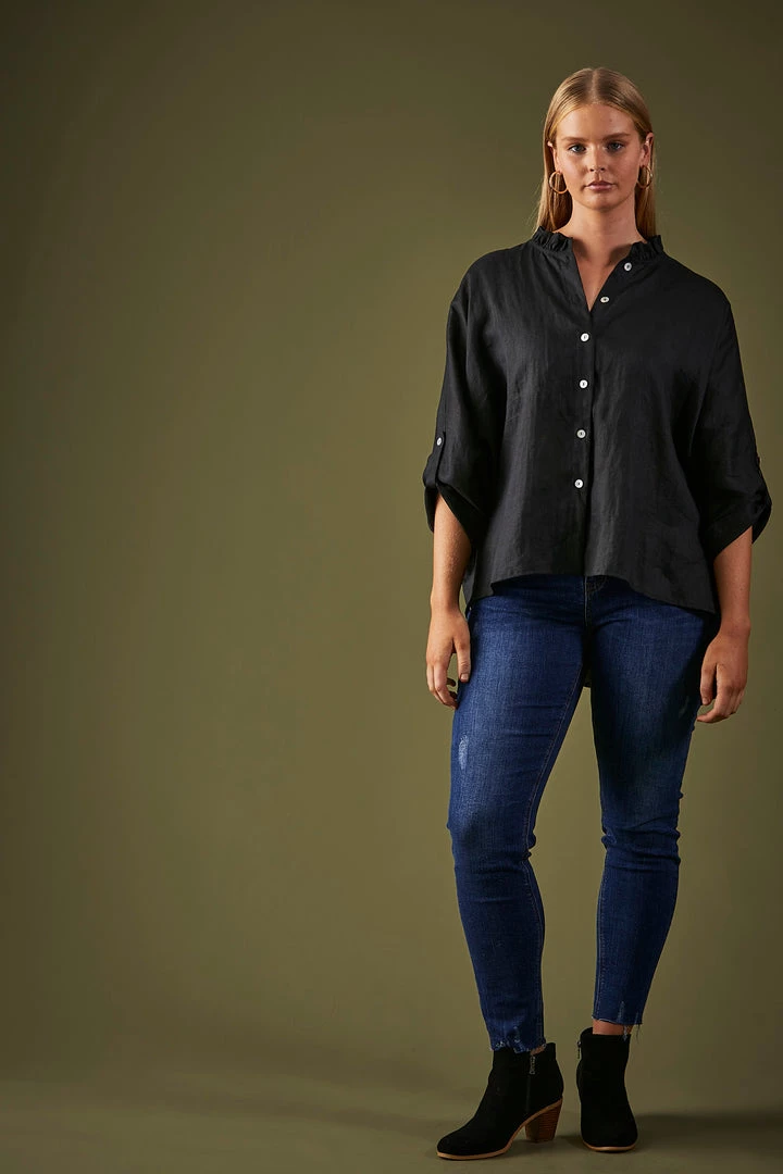 Eb & Ive - Capella Frill Shirt - Raven - One Size 4 Eb & Ive - Capella Frill Shirt - Raven - One Size