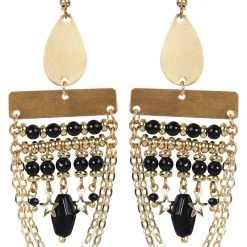 Tea Lily Eb & Ive - Tullah Drop Earring - Brass Bead, Black Bead Or Brass Stars