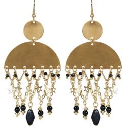 Tea Lily Eb & Ive - Tullah Drop Earring - Brass Bead, Black Bead Or Brass Stars