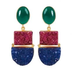 Tea Lily Eb & Ive - Adelphi Stone Earring - Marine, Peacock Or Emerald
