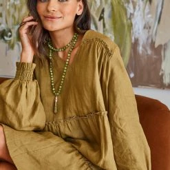 Tea Lily Eb & Ive - Raine Stone Necklace - Winter, Mystic, Olive, Acorn Or Henna