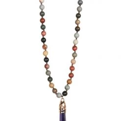 Tea Lily Eb & Ive - Raine Stone Necklace - Winter, Mystic, Olive, Acorn Or Henna