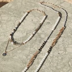 Tea Lily Eb & Ive - Qualia Beaded Necklace - Oyster Or Pebble