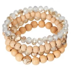 Tea Lily Eb & Ive - Qualia Beaded Bracelet - Pewter, Bone/Noir, Amber Or Pebble