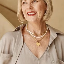 Tea Lily Eb & Ive - Ceduna Necklace - Gold Disc, Pearl Or Gold Heart