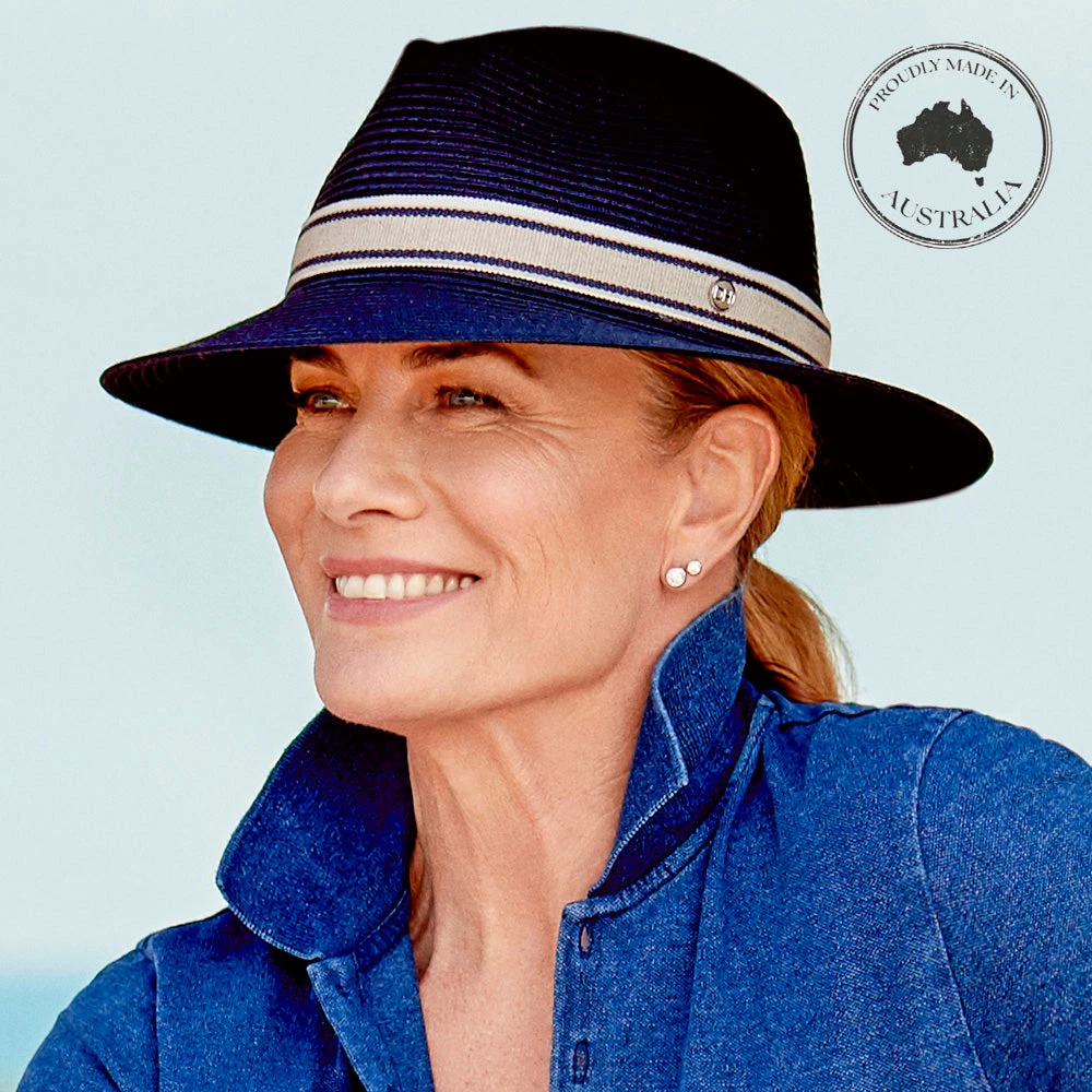 Canopy Bay By Deborah Hutton - Hat - Huntingdale - Navy/White/Light Taupe 5 Canopy Bay By Deborah Hutton - Hat - Huntingdale - Navy/White/Light Taupe