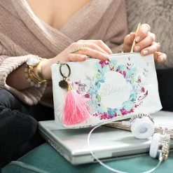 Papaya Art Blooms Small Tassel Pouch