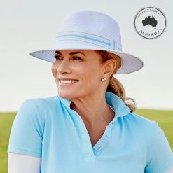 Canopy Bay By Deborah Hutton - Hat - Angelsea - White Duck Egg Blue Trim