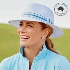 Canopy Bay By Deborah Hutton - Hat - Angelsea - White Duck Egg Blue Trim