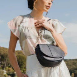 Elms & King Arlington Milne - Zara Saddle Bag- Black Pebble