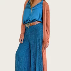 Imagine Fashion Linen & Silk Jenny Jazz - Teal Boho Lace Pants