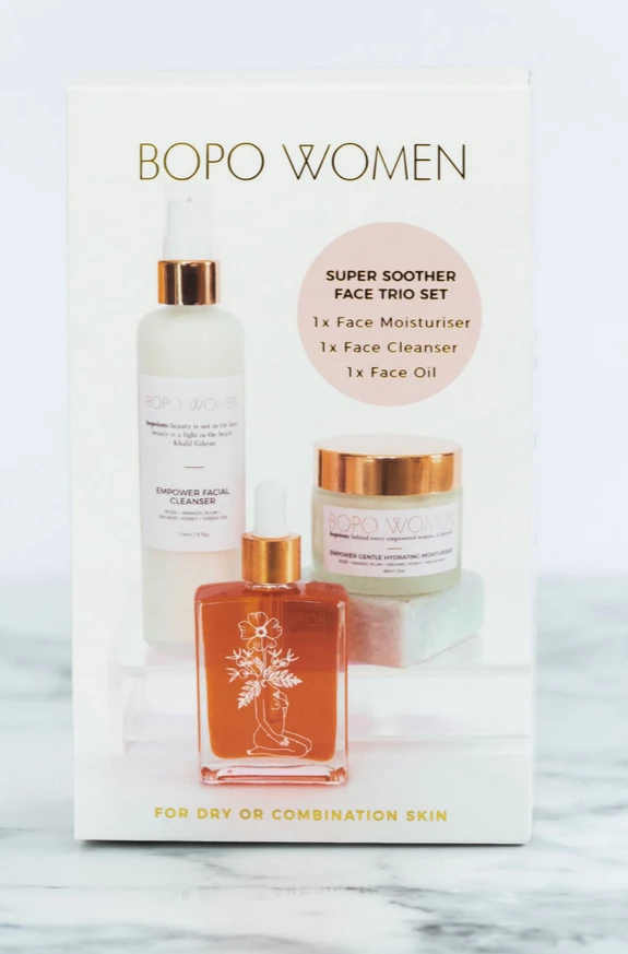 Bopo Women - Super Soother Trio - Face Oil, Cleanser & Moisturiser Bopo Women - Wellness & Beauty 3 Bopo Women - Super Soother Trio - Face Oil, Cleanser & Moisturiser Bopo Women - Wellness & Beauty