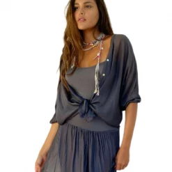 Jenny Jazz - Grayed Jade Silk Grace Fleur Skirt 5094