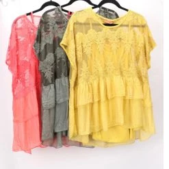 Jenny Jazz Rosa Jojo - Coral, Mustard Or Sage Green Silk Top LO-5937