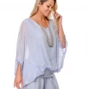 Imagine Fashion Linen & Silk Imagine - Baby Blue Marcella Sequin Silk Top 10IM3014