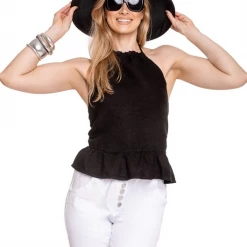 Imagine Fashion Linen & Silk Imagine - Clare Top Black 6IM11576