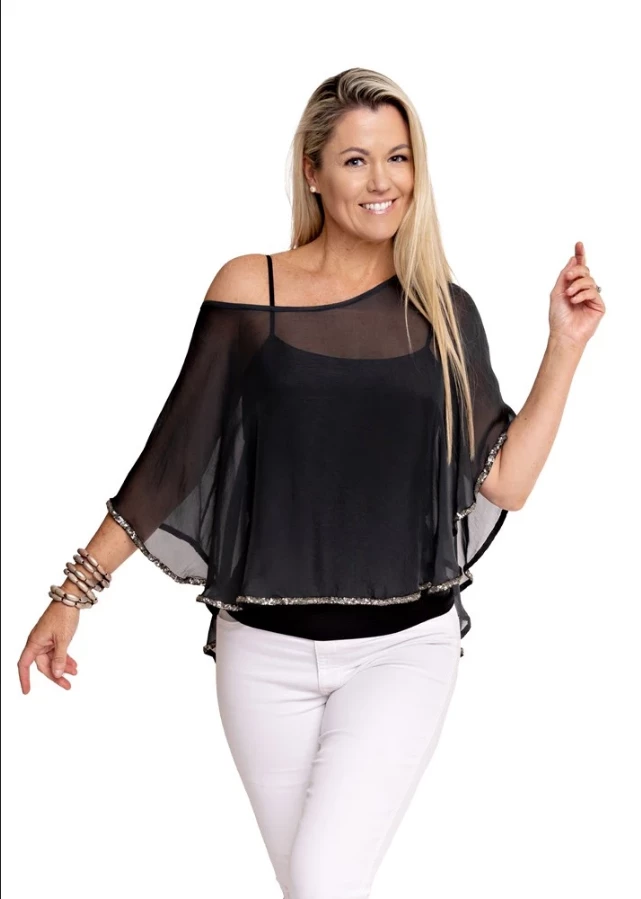 Imagine Fashion Linen & Silk Imagine - Granite Flavia Silk Top 10IM3679G 5 Imagine Fashion Linen & Silk Imagine - Granite Flavia Silk Top 10IM3679G