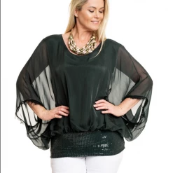 Imagine - Verde Marcella Sequin Silk Top 10IM3014