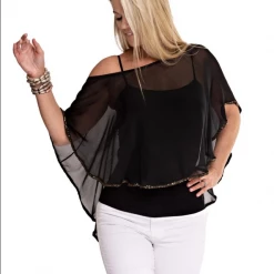 Imagine - Black Onyx Flavia Silk Top 10IM3679BK Imagine Fashion Linen & Silk