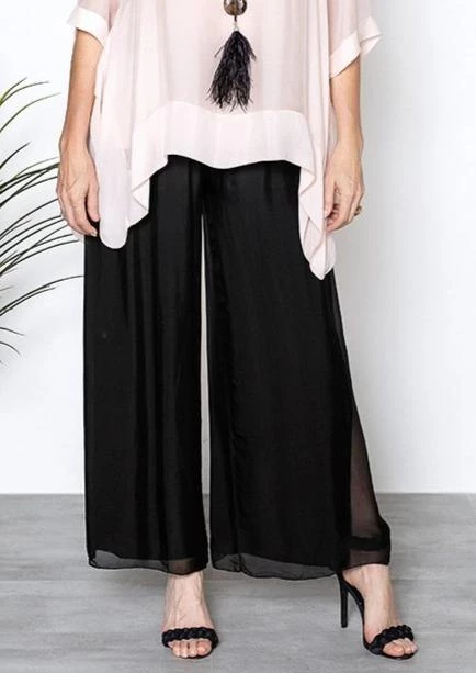 Imagine - Black Silk Gia Pant With Split 10IM2184 Imagine Fashion Linen & Silk 3 Imagine - Black Silk Gia Pant With Split 10IM2184 Imagine Fashion Linen & Silk