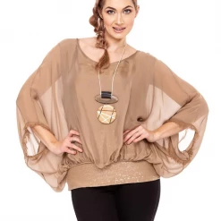 Imagine - Desert Marcella Sequin Silk Top 10IM3014 Imagine Fashion Linen & Silk