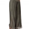 Imagine - Khaki Silk Gia Pant With Split 10IM2184