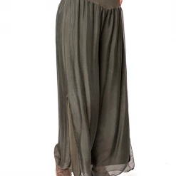 Imagine - Khaki Silk Gia Pant With Split 10IM2184