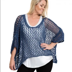 Imagine - Denim Blue Marketa Top Imagine Fashion Linen & Silk