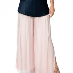 Imagine - Pink Blush Gia Silk Pant With Split 10IM2184 Imagine Fashion Linen & Silk