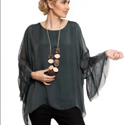 Imagine - Verde Pamina Top 10MM3905 Imagine Fashion Linen & Silk