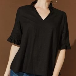Isle Of Mine - Honour Frill Shirt - Black