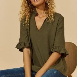 Isle Of Mine - Honour Frill Shirt - Evergreen