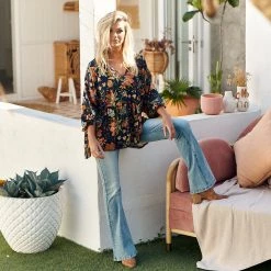 Jaase - California Poppy Print Bajo Blouse