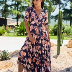 Jaase - Winter Rose Print Tessa Maxi Dress