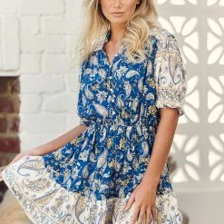 SALE - Jaase - Blue Fleetwood Print Frida Mini Dress