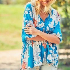 SALE - Jaase - Blue Iris Print Chloe Top