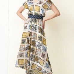 SALE - Sacha Drake - Hey Day Midi Dress - Mustard Scarf Print