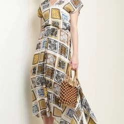 SALE - Sacha Drake - Hey Day Midi Dress - Mustard Scarf Print
