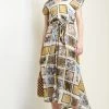SALE - Sacha Drake - Hey Day Midi Dress - Mustard Scarf Print