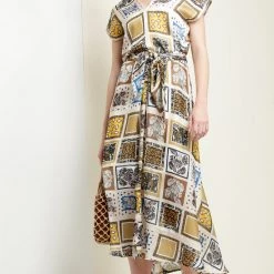 SALE - Sacha Drake - Hey Day Midi Dress - Mustard Scarf Print