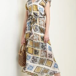 SALE - Sacha Drake - Hey Day Midi Dress - Mustard Scarf Print