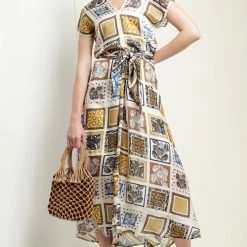 SALE - Sacha Drake - Hey Day Midi Dress - Mustard Scarf Print