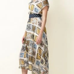SALE - Sacha Drake - Hey Day Midi Dress - Mustard Scarf Print