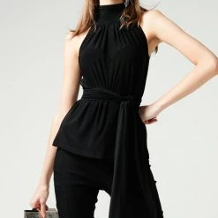 Sacha Drake High Neck Top - Black