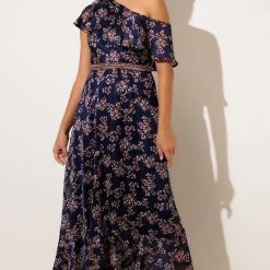 Sacha Drake - Midnight Chateau Maxi Dress - Navy Lurex Flower