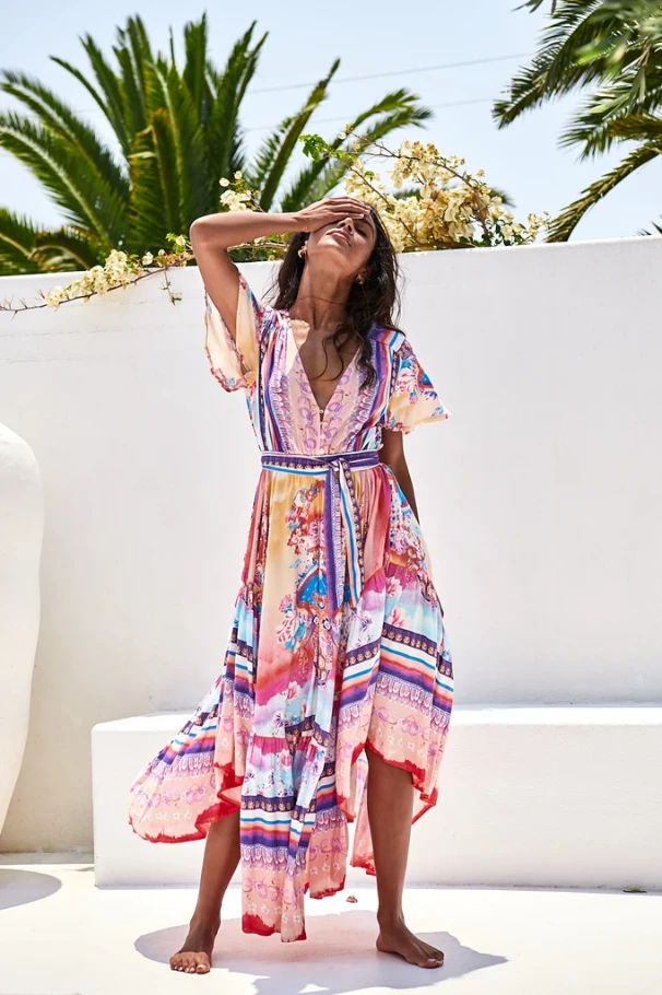 Jaase - Lunar Print Taurus Maxi Dress 6 Jaase - Lunar Print Taurus Maxi Dress