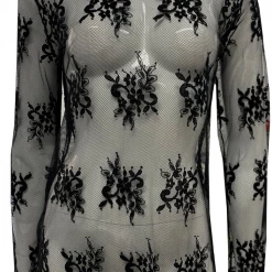 Maud Dainty MA Dainty - Groovy Lace L/S Mesh Top - Black, White Or Navy