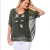 Imagine Fashion Linen & Silk Imagine - Khaki Mimi Top Silk W Sequins 10MM2161K